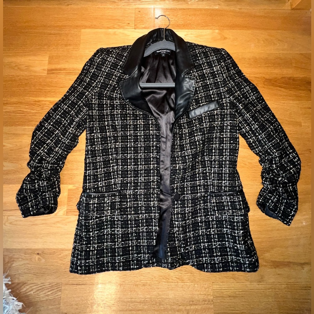 Generation Love Black and White Tweed Blazer